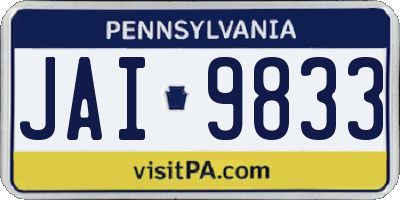 PA license plate JAI9833