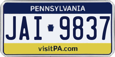 PA license plate JAI9837
