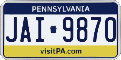 PA license plate JAI9870