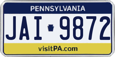 PA license plate JAI9872