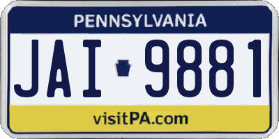 PA license plate JAI9881