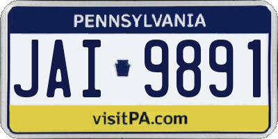PA license plate JAI9891