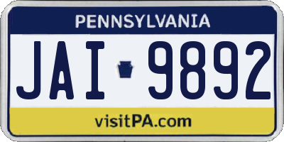 PA license plate JAI9892