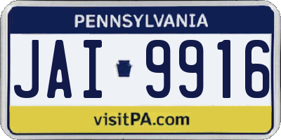 PA license plate JAI9916