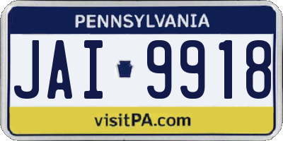 PA license plate JAI9918