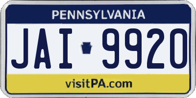 PA license plate JAI9920