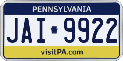 PA license plate JAI9922