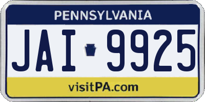PA license plate JAI9925