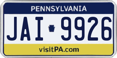 PA license plate JAI9926