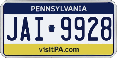 PA license plate JAI9928
