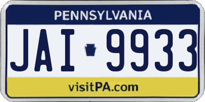 PA license plate JAI9933