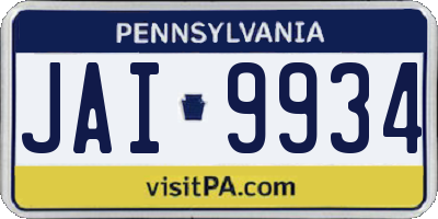 PA license plate JAI9934