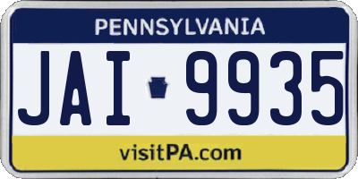 PA license plate JAI9935