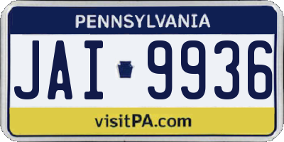 PA license plate JAI9936