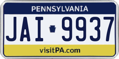 PA license plate JAI9937