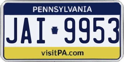 PA license plate JAI9953