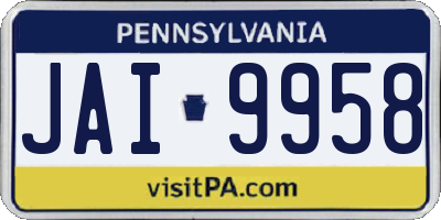 PA license plate JAI9958