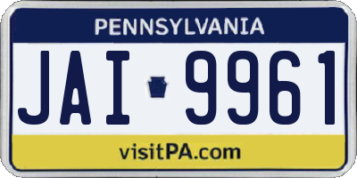 PA license plate JAI9961