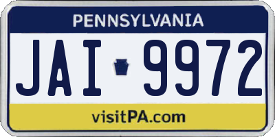 PA license plate JAI9972