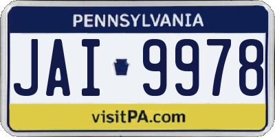 PA license plate JAI9978