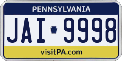 PA license plate JAI9998
