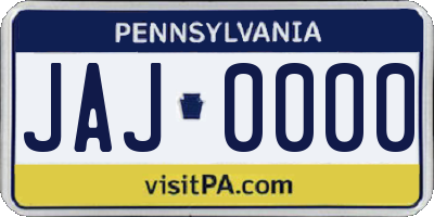PA license plate JAJ0000