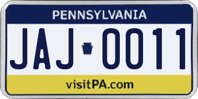 PA license plate JAJ0011