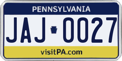 PA license plate JAJ0027