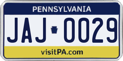 PA license plate JAJ0029