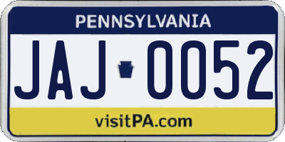 PA license plate JAJ0052