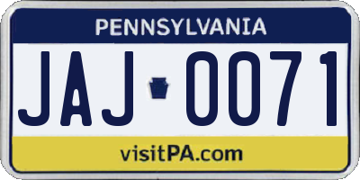 PA license plate JAJ0071