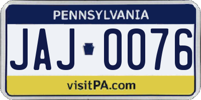 PA license plate JAJ0076