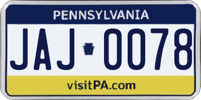 PA license plate JAJ0078