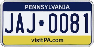 PA license plate JAJ0081