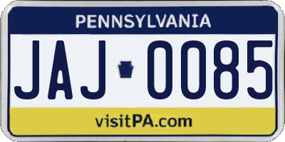 PA license plate JAJ0085
