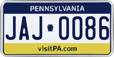 PA license plate JAJ0086