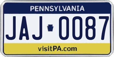 PA license plate JAJ0087