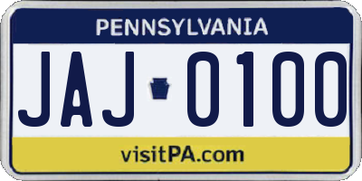 PA license plate JAJ0100