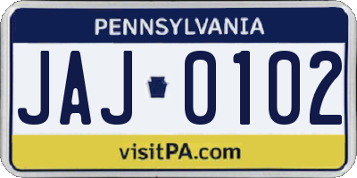 PA license plate JAJ0102