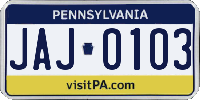 PA license plate JAJ0103