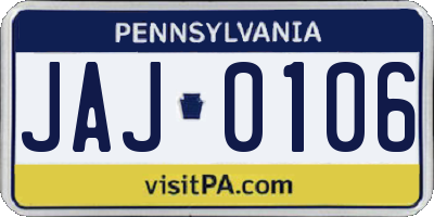 PA license plate JAJ0106