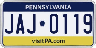 PA license plate JAJ0119