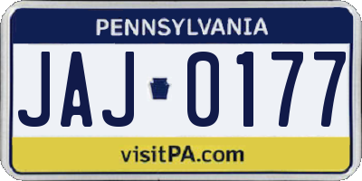 PA license plate JAJ0177
