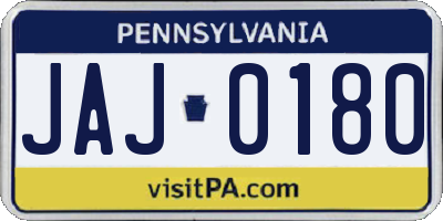 PA license plate JAJ0180