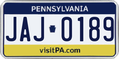 PA license plate JAJ0189
