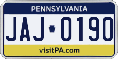 PA license plate JAJ0190