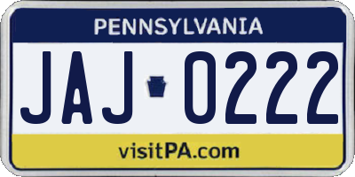 PA license plate JAJ0222