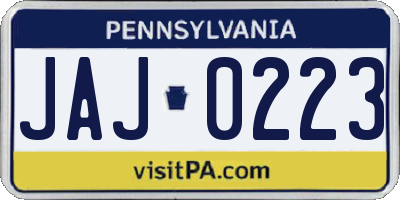 PA license plate JAJ0223