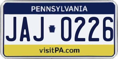 PA license plate JAJ0226