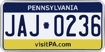PA license plate JAJ0236
